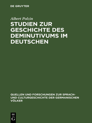 cover image of Studien zur Geschichte des Deminutivums im Deutschen